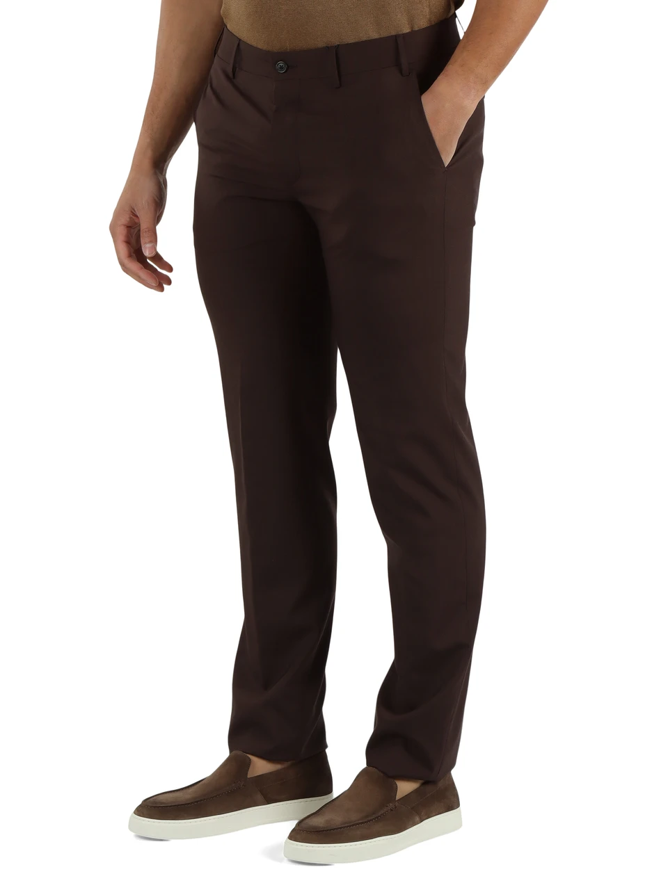 MARRONE | Pantalone Sportswear in lana vergine e seta drop 7R