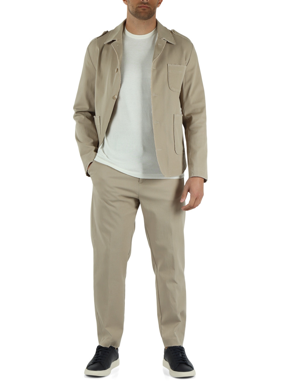 BEIGE | Overshirt in drill di misto cotone