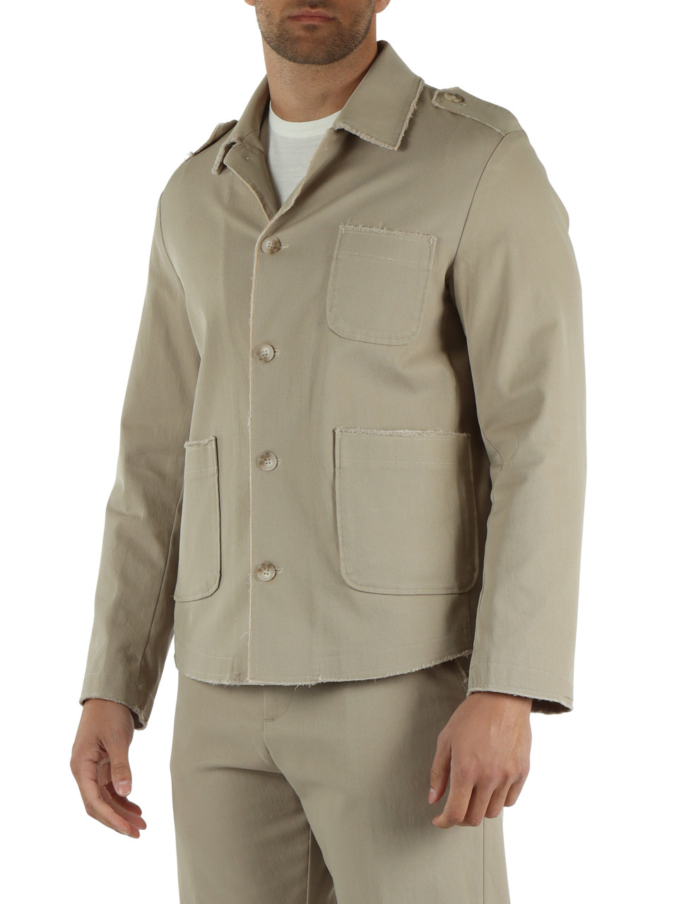 BEIGE | Overshirt in drill di misto cotone