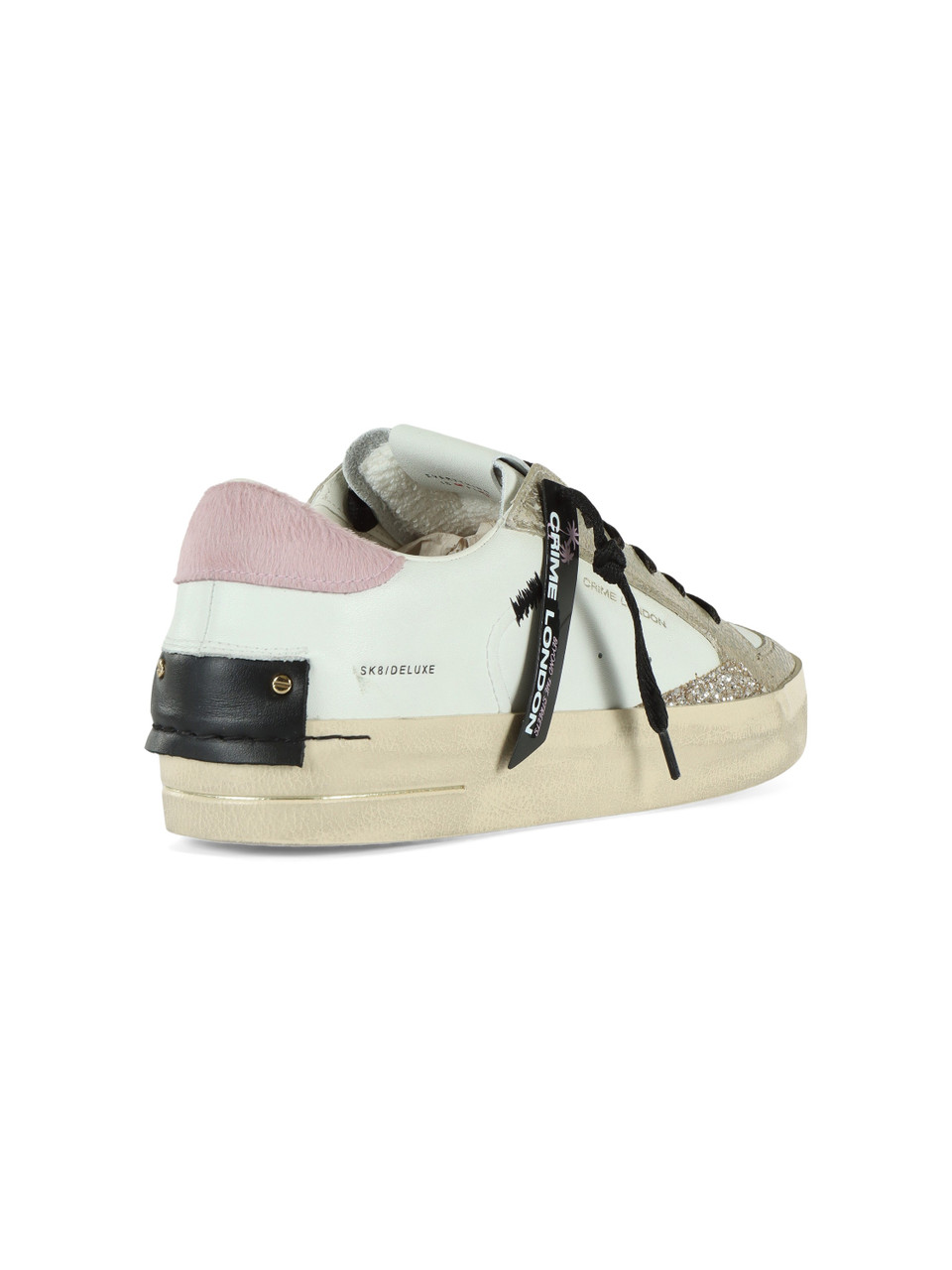 BIANCO | Sneakers in pelle SK8 DELUXE con dettagli glitterati