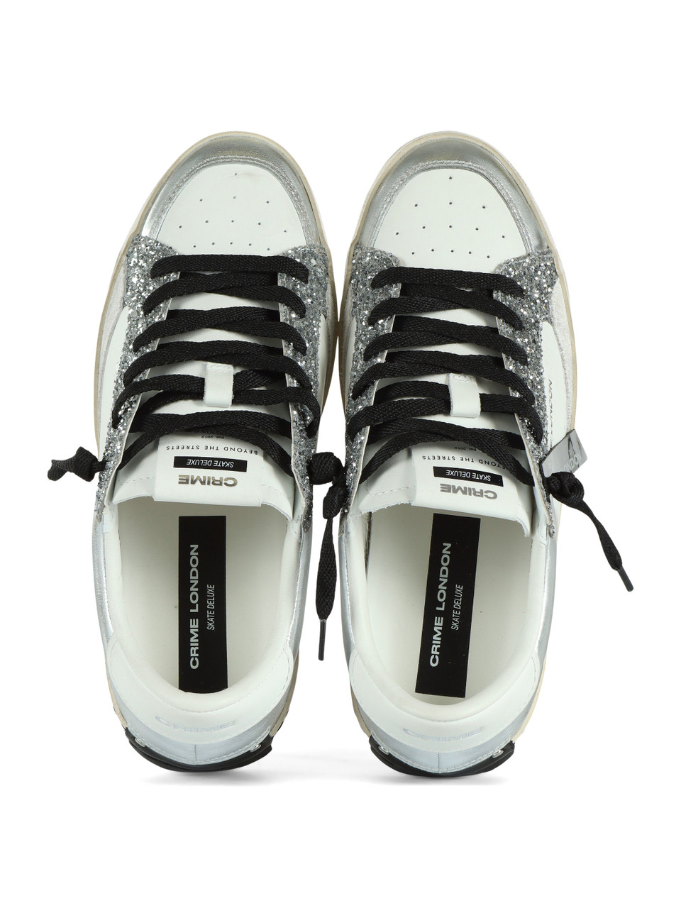 ARGENTO | Sneakers in pelle SK8 DELUXE con inserti glitterati