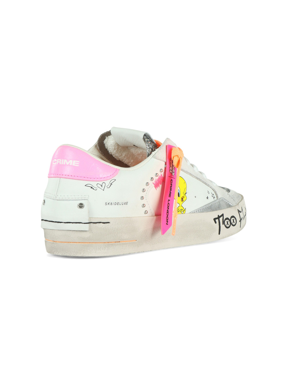 BIANCO | LOONEY TUNES X CRIME LONDON: Sneakers in pelle SK8 DELUXE