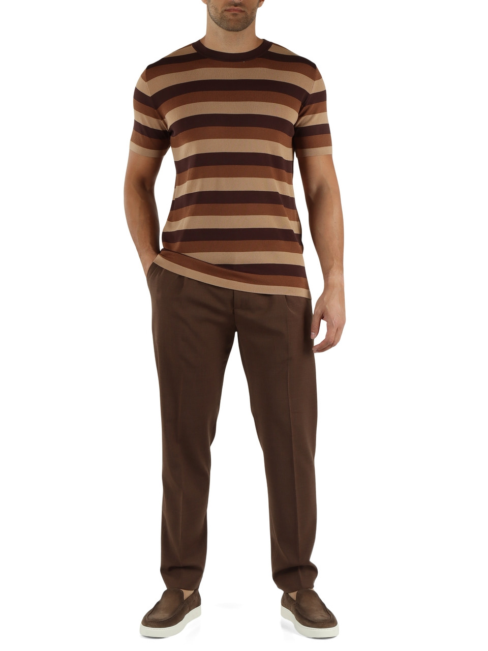 MARRONE | Pantalone in misto lana