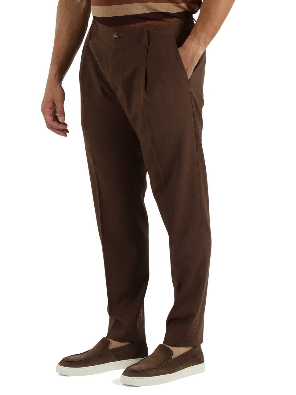 MARRONE | Pantalone in misto lana