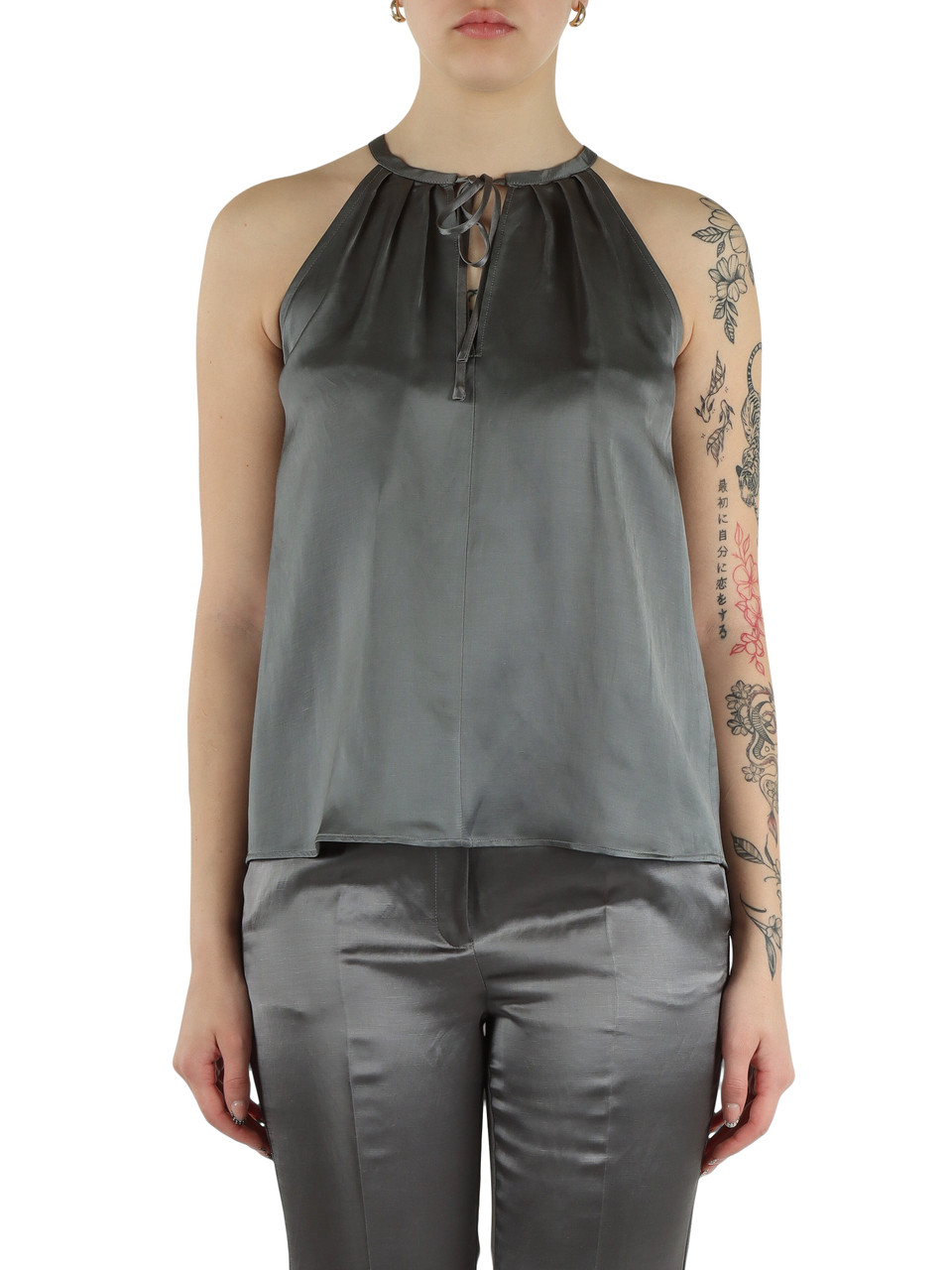 GRIGIO | Top in viscosa e lino OPOSSUM