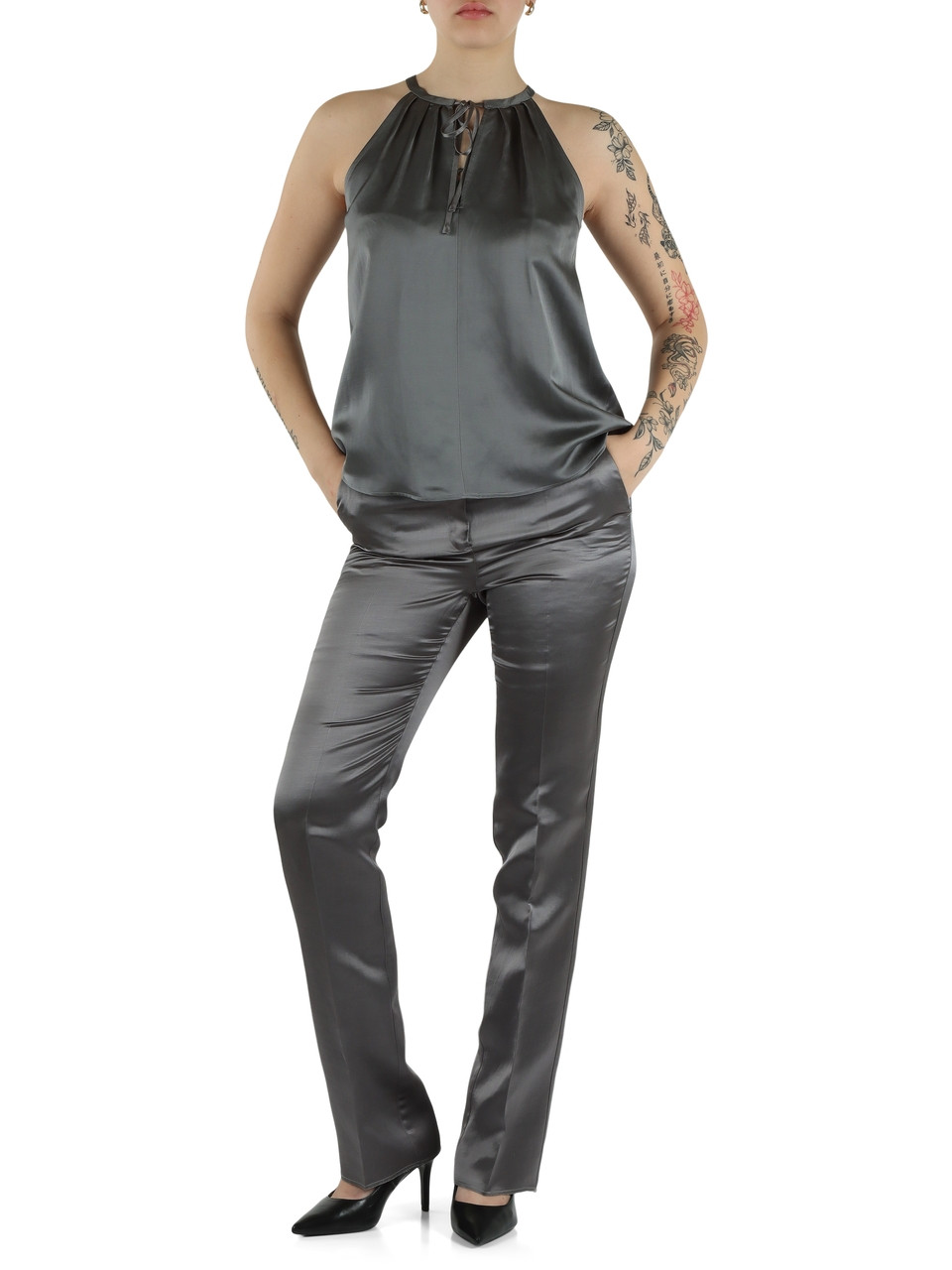 GRIGIO | Top in viscosa e lino OPOSSUM