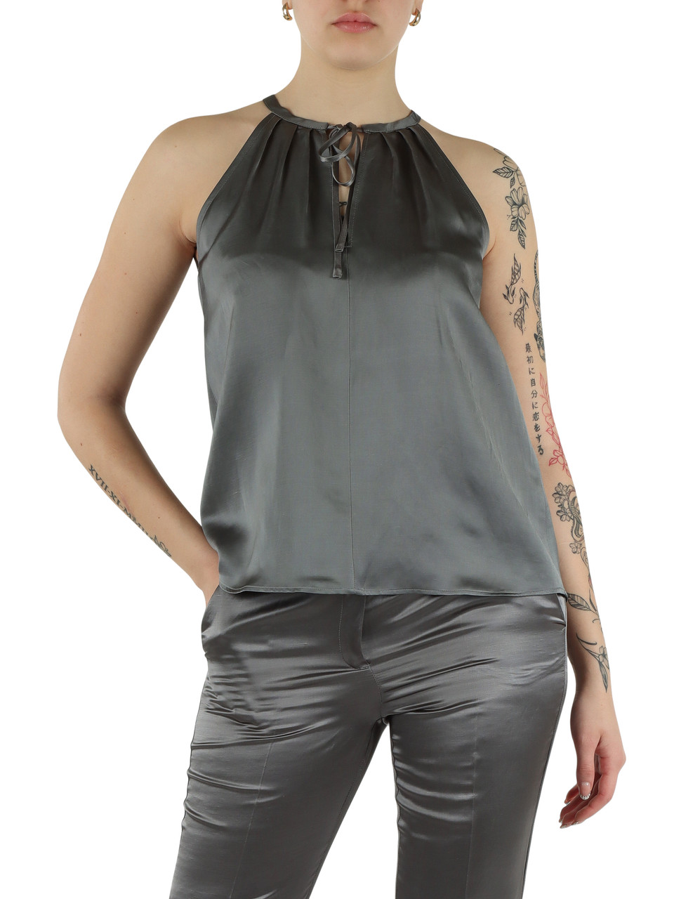 GRIGIO | Top in viscosa e lino OPOSSUM