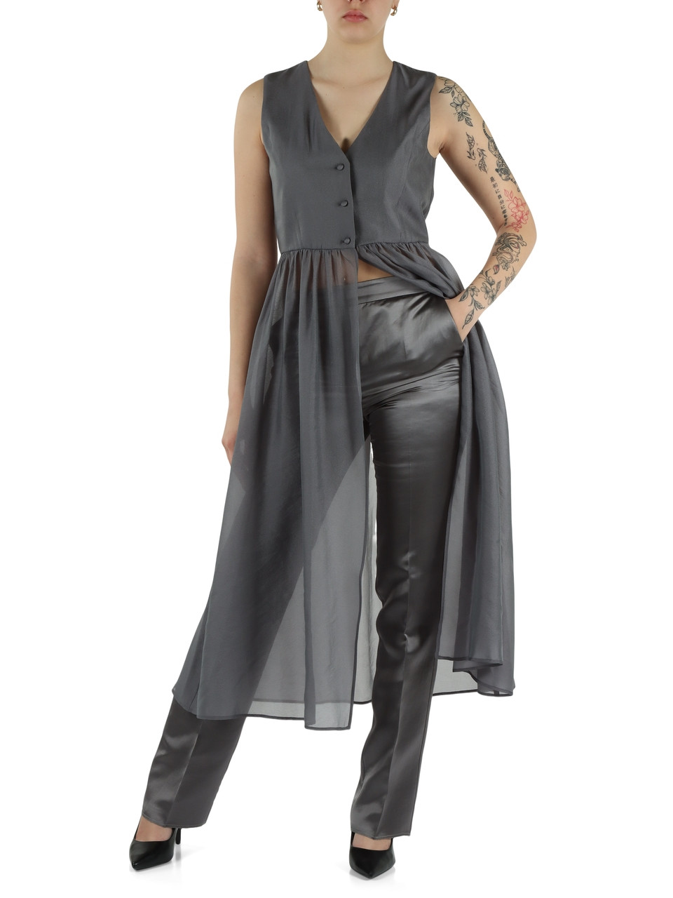 GRIGIO | Pantalone in viscosa e lino AEREO