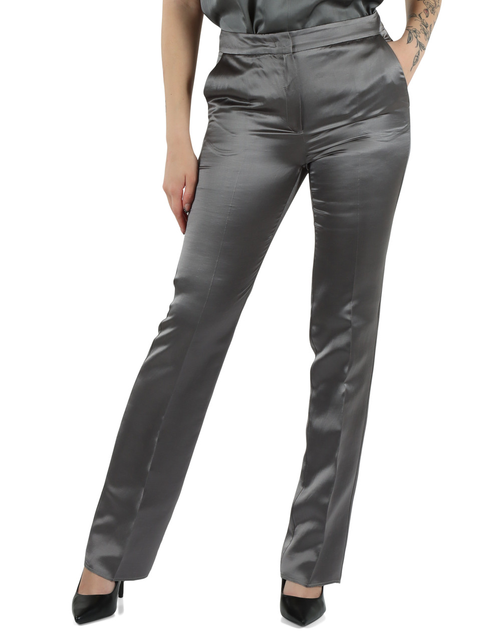 GRIGIO | Pantalone in viscosa e lino AEREO