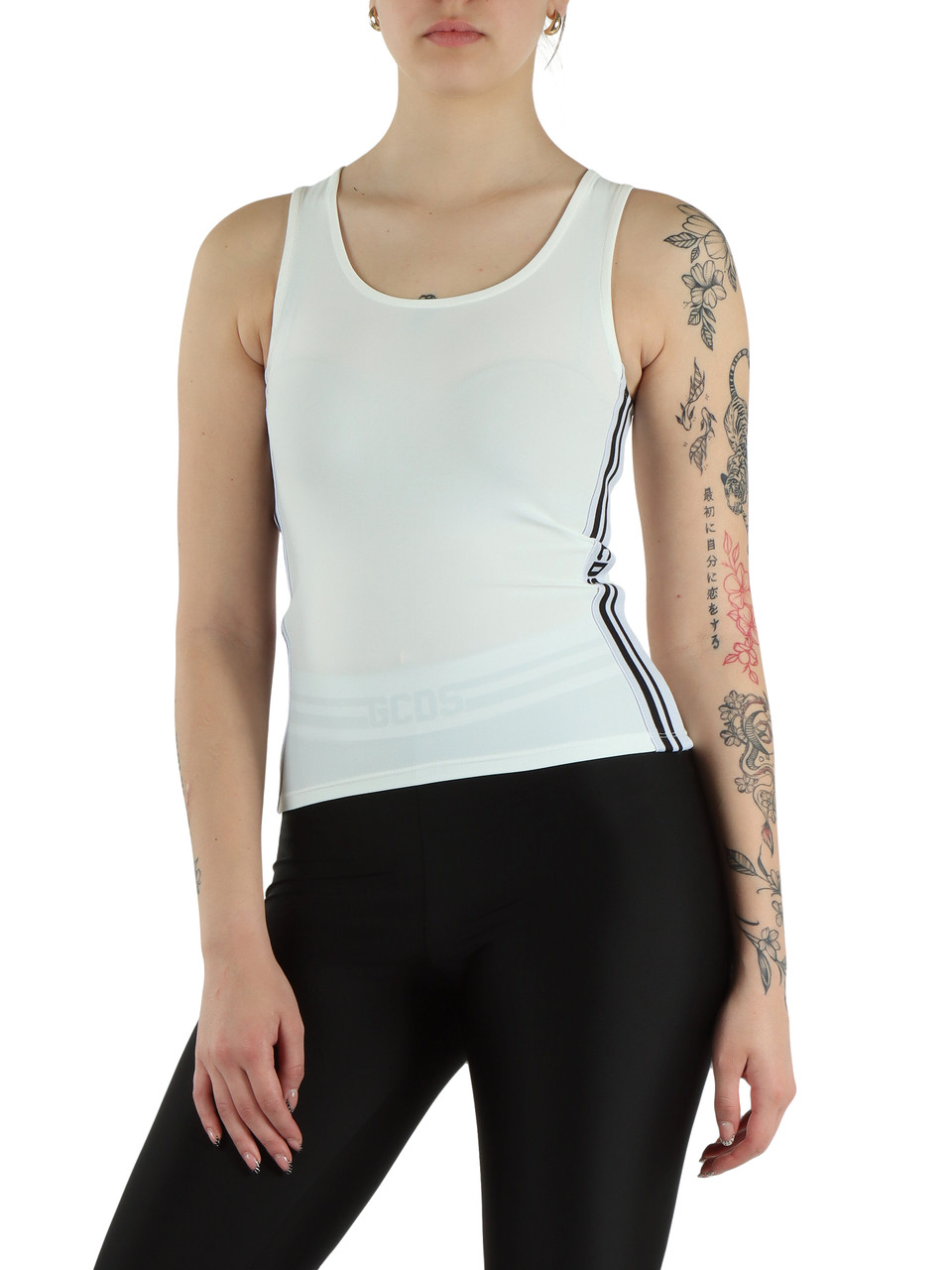 BIANCO | Canotta Essentials con bande laterali logate