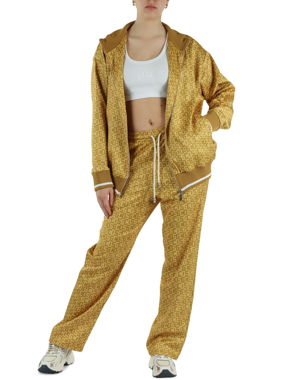 OCRA | Felpa oversize con zip e stampa logo all over