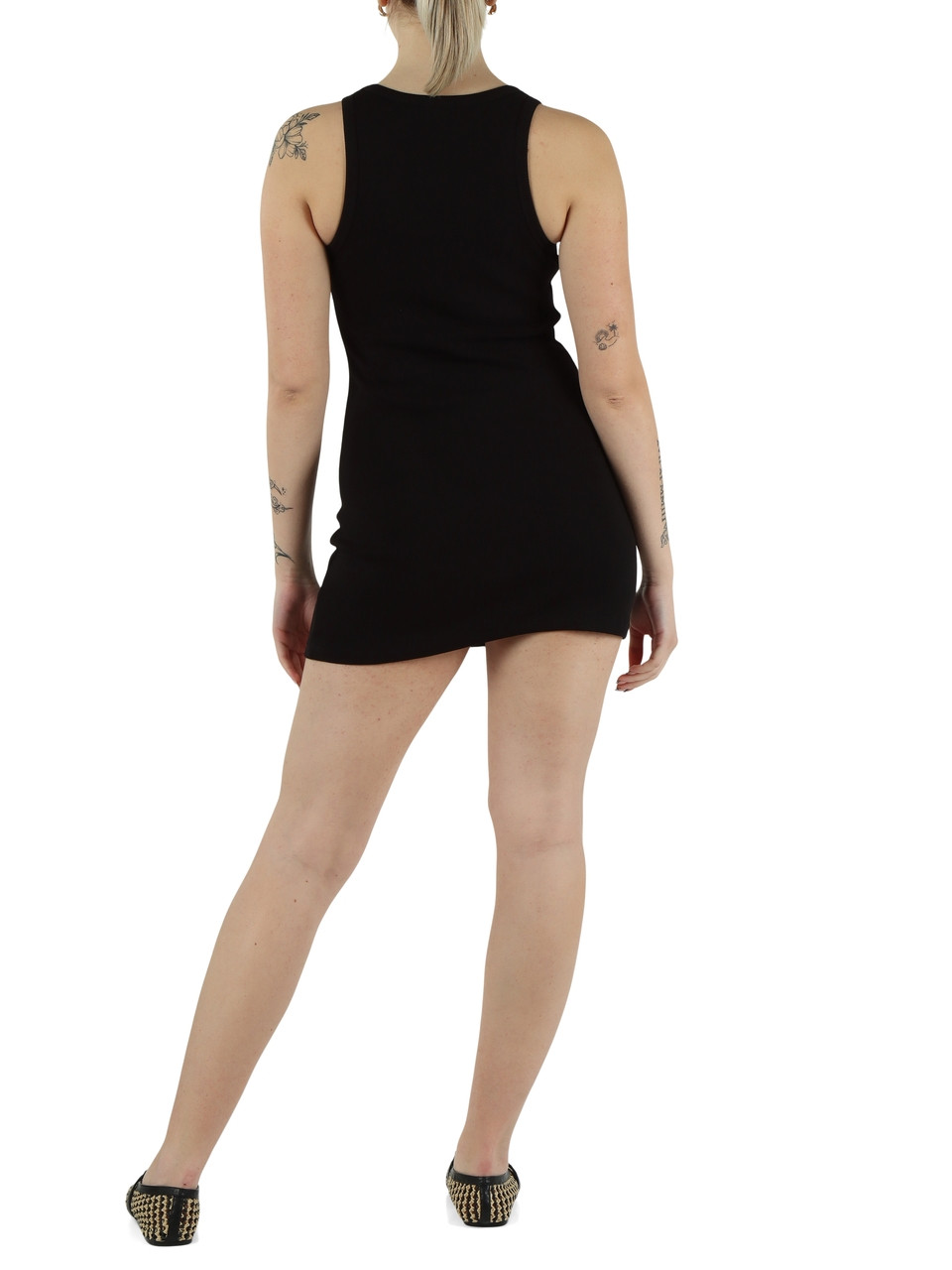 NERO | Abito corto Essentials in cotone stretch a costine