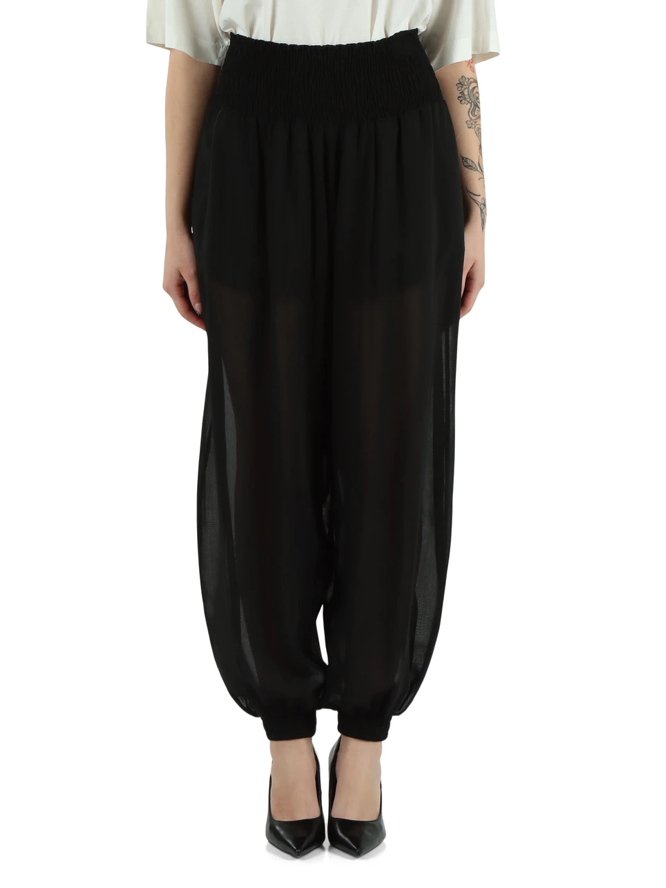NERO | Pantalone BORE in voile di viscosa e cotone