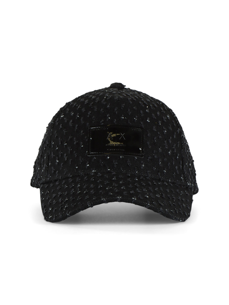 NERO | Cappellino in denim con strass e patch logo