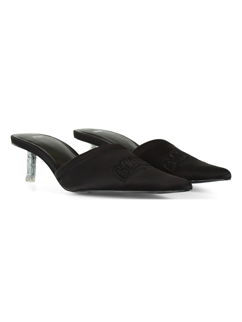 NERO | Sabot in raso con tacco logo