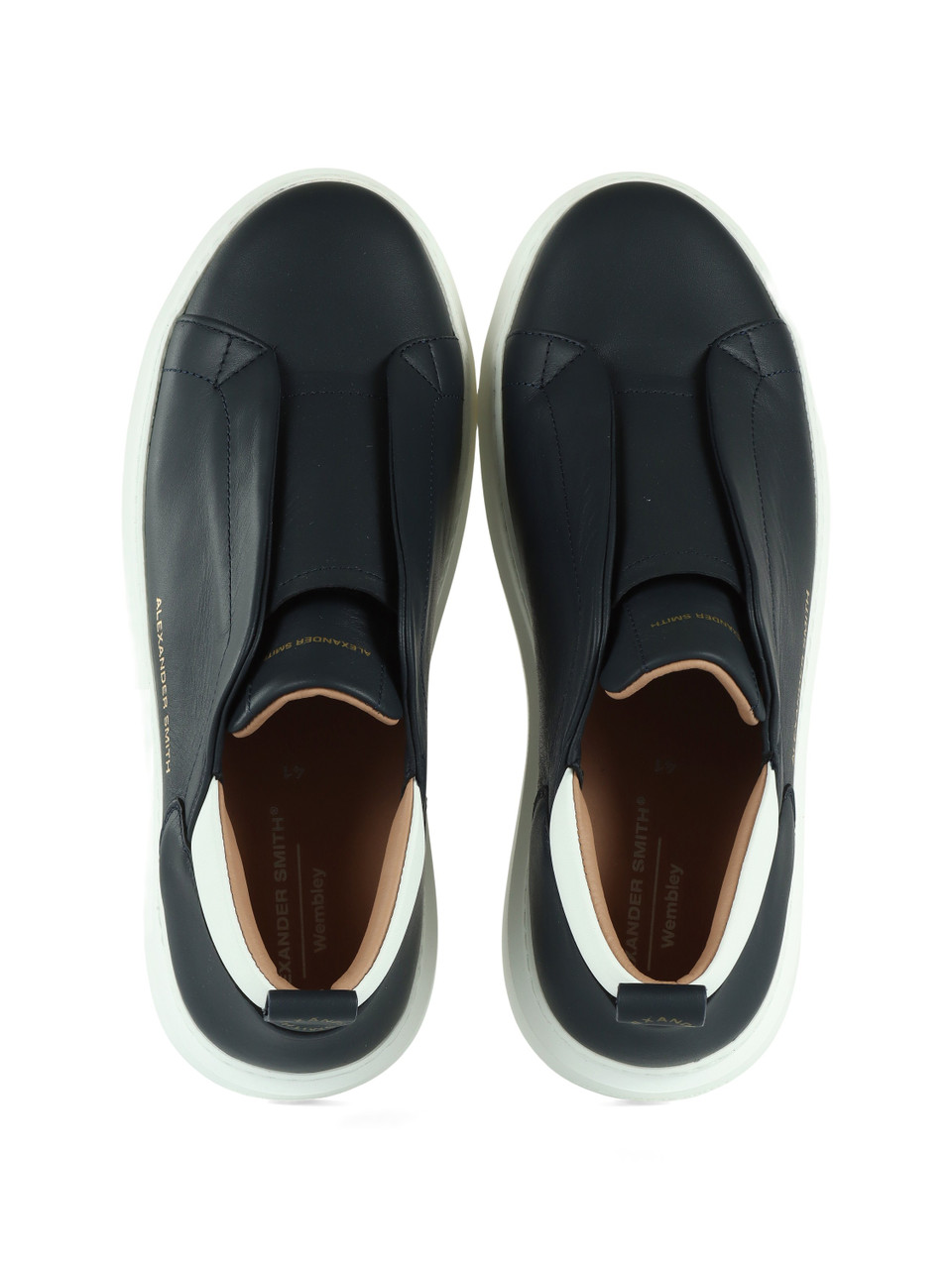 BLU SCURO | Sneakers slip on WEMBLEY in pelle ed ecopelle