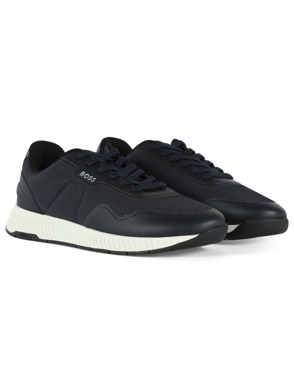 BLU SCURO | Sneakers in ecopelle e tessuto TITANIUM