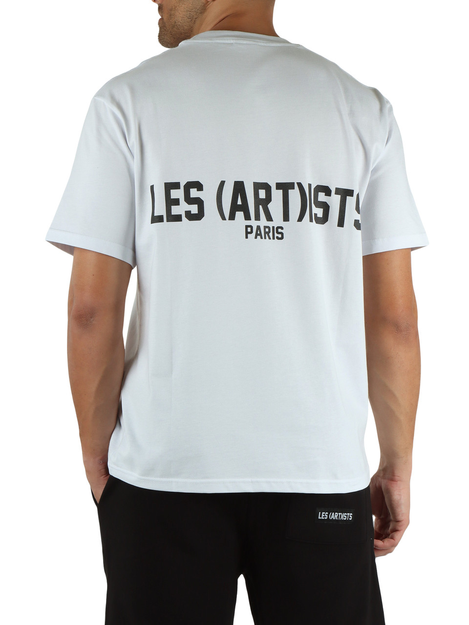 BIANCO | T-shirt in cotone con patch logo in fondo