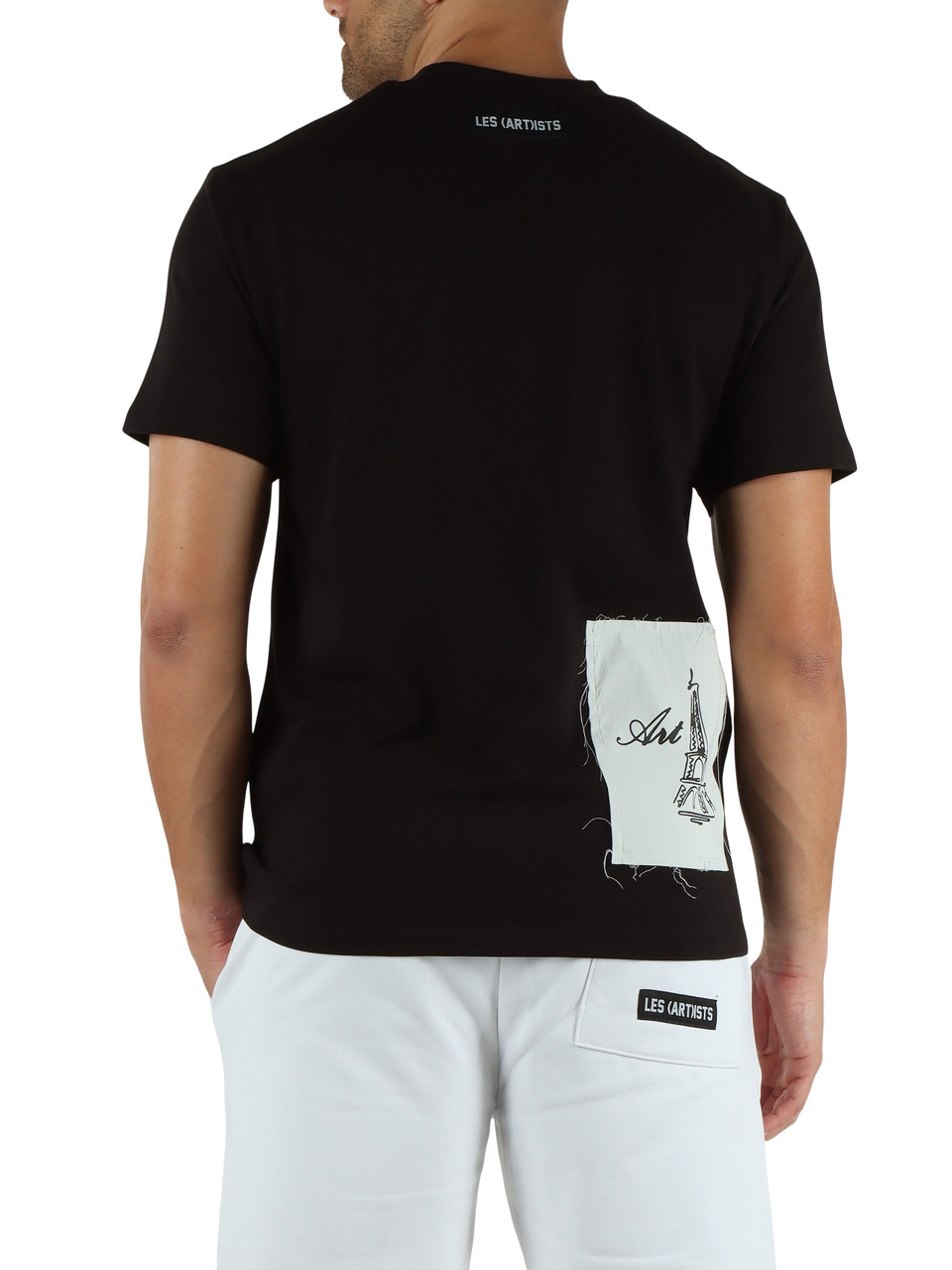 NERO | T-shirt in cotone con applicazioni a contrasto