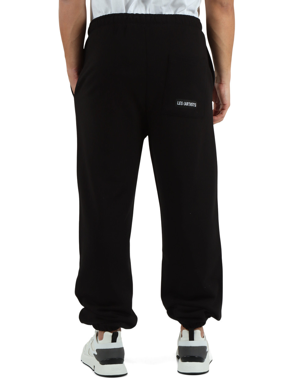 NERO | Pantalone sportivo in cotone garzato con ricamo logo