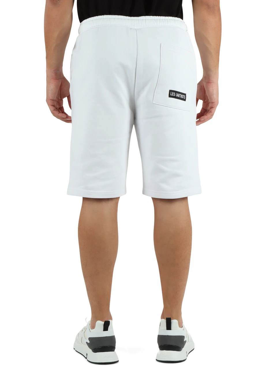 BIANCO | Pantaloncini sportivi in cotone garzato con ricamo logo