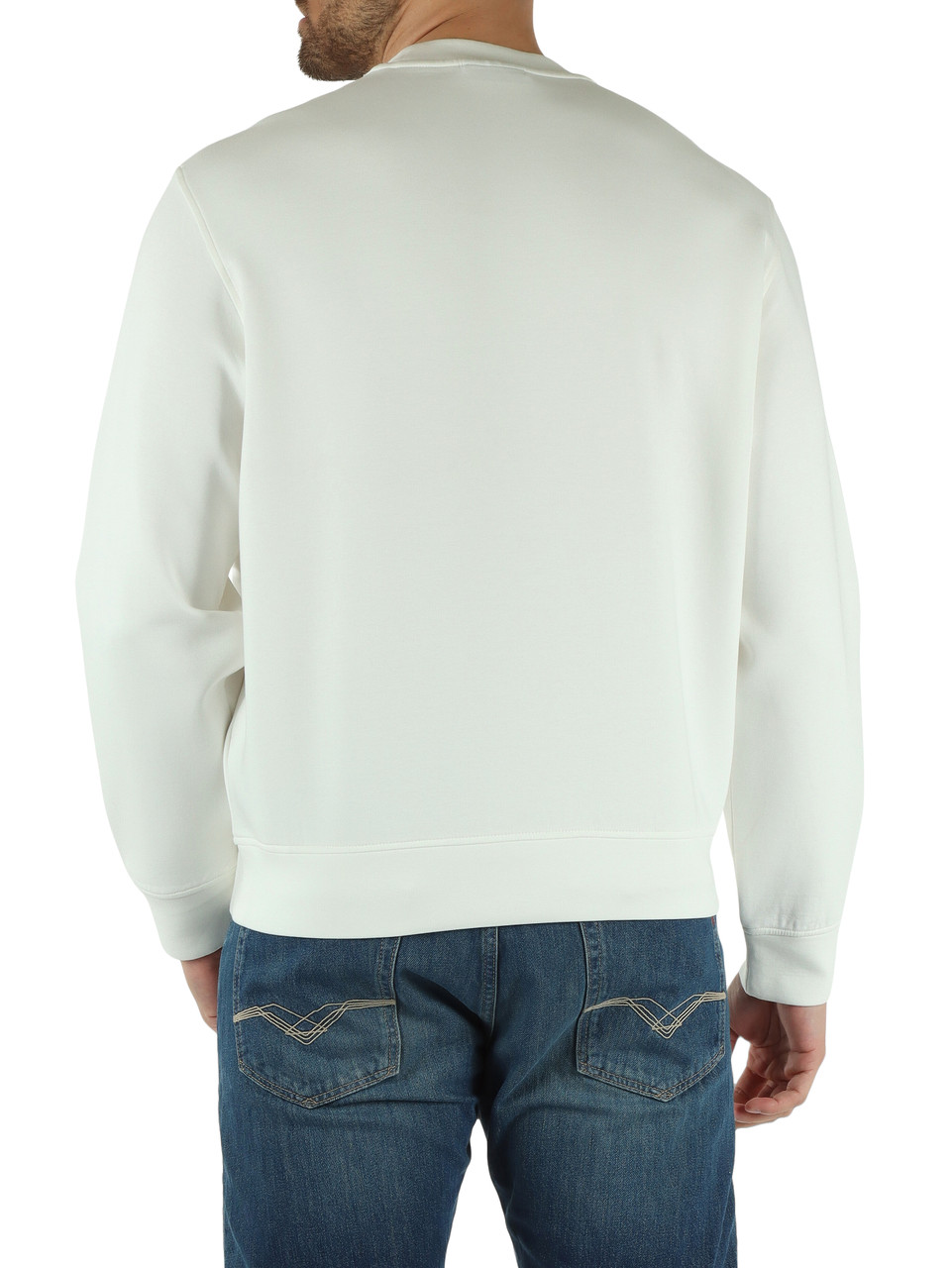 BIANCO | Felpa girocollo regular fit in misto cotone