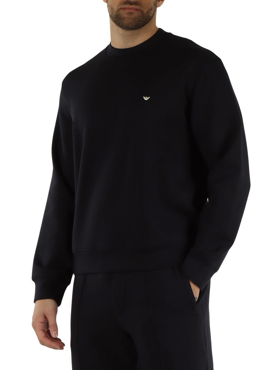 BLU SCURO | Felpa girocollo regular fit in misto cotone