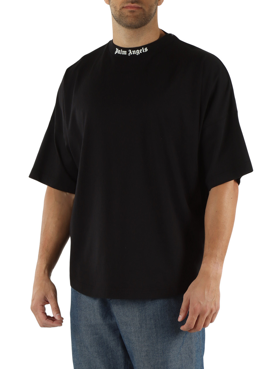 NERO | T-shirt oversize in cotone con scritta logo