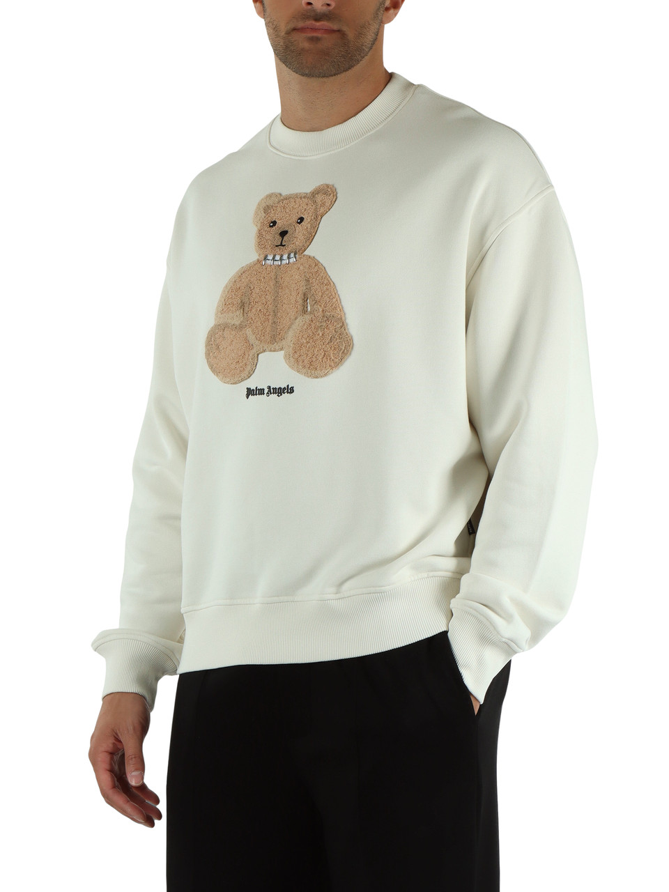 PANNA | Felpa regular fit in cotone garzato con patch frontale