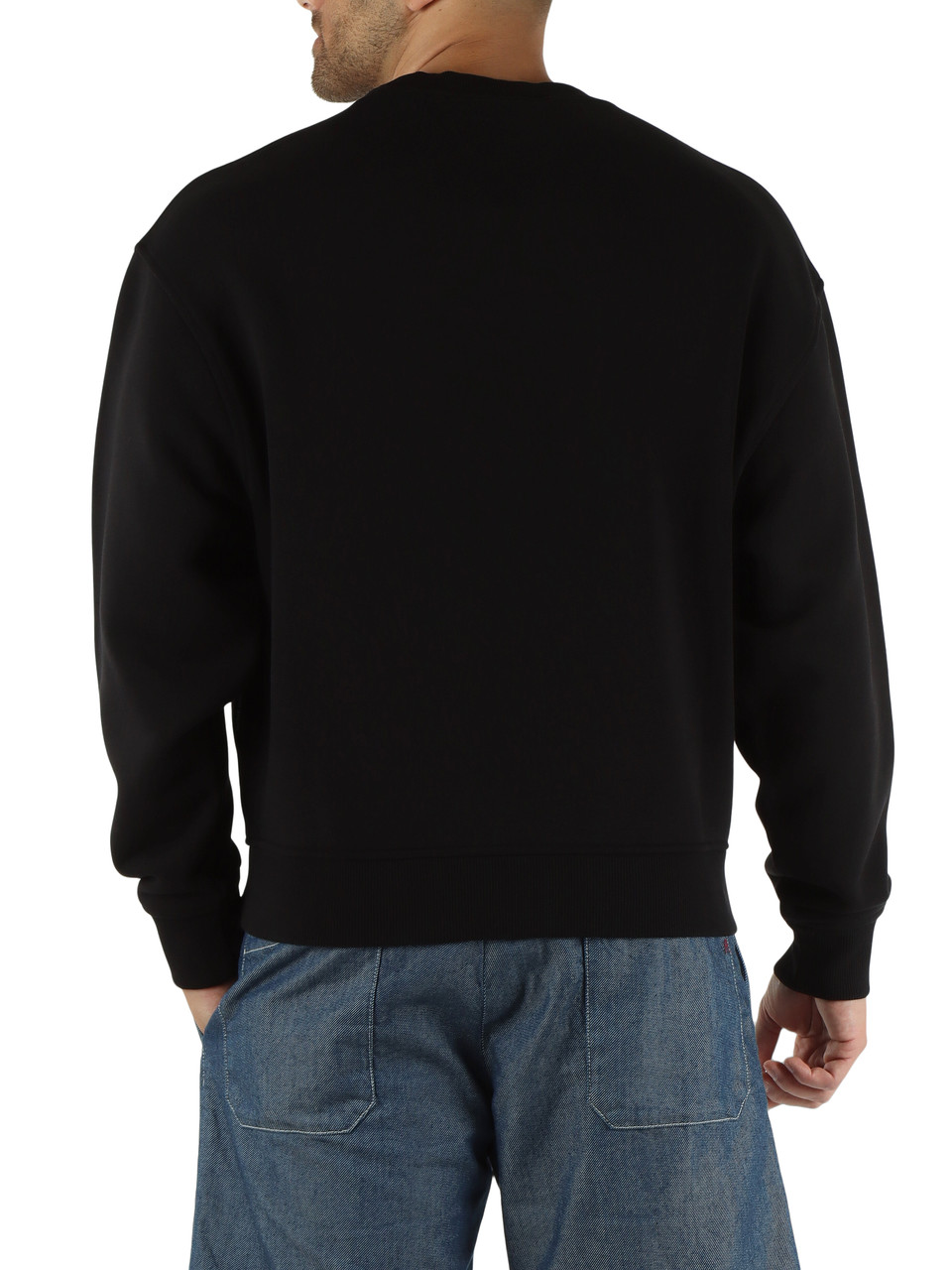 NERO | Felpa regular fit in cotone garzato con patch frontale