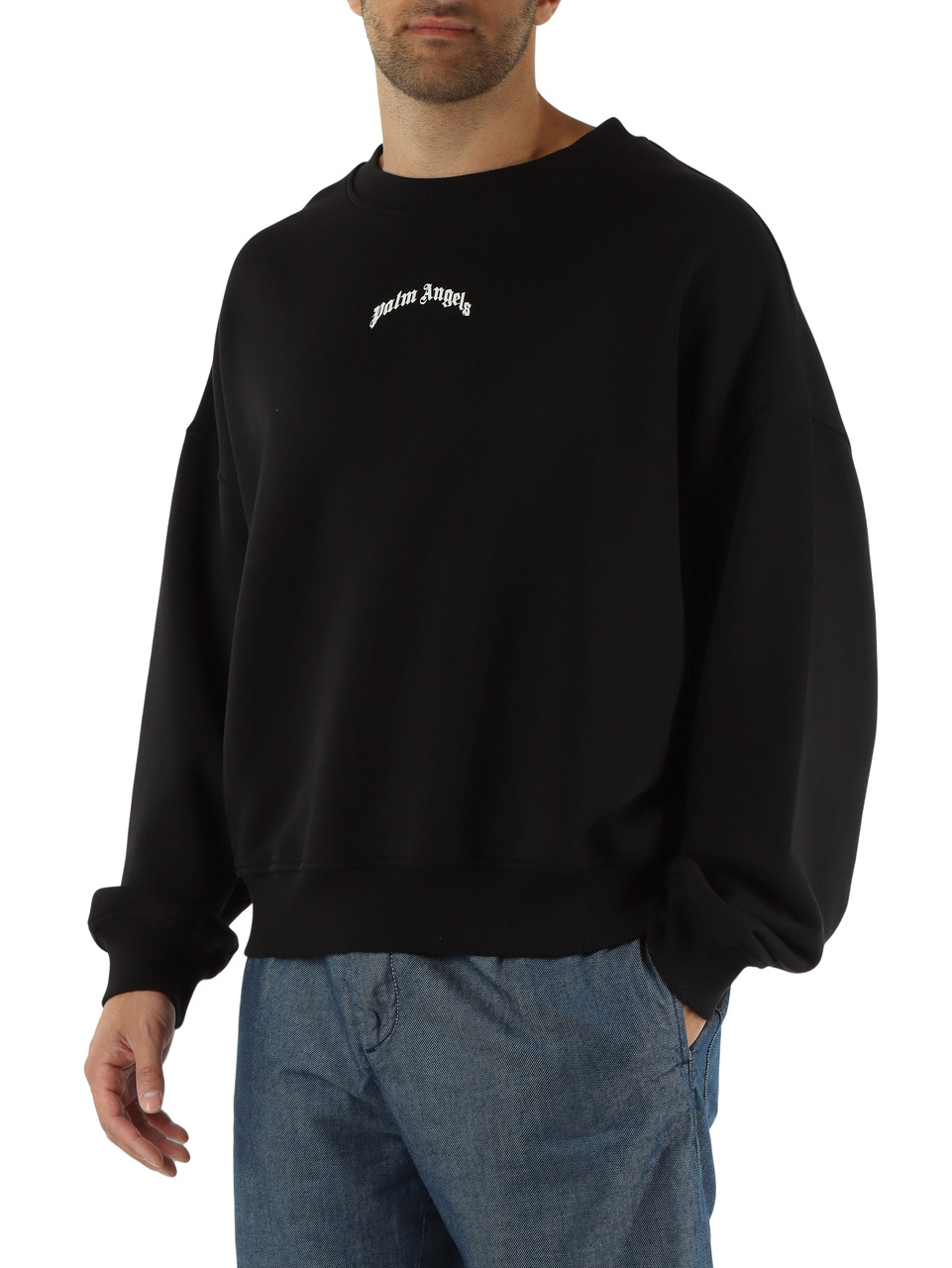 NERO | Felpa loose fit in cotone garzato con scritta logo