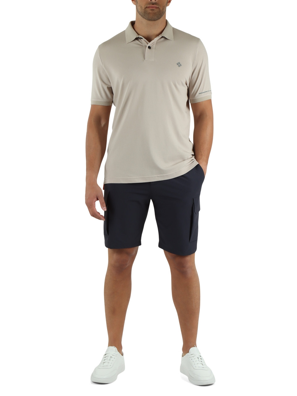 BEIGE | Polo INDRO in cotone e rayon stretch