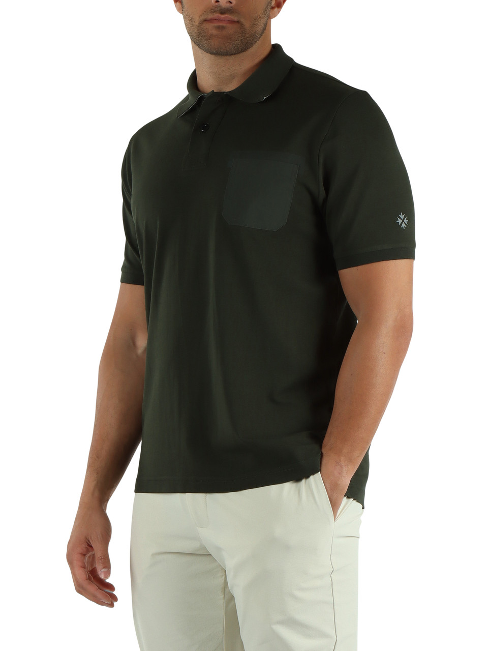 VERDE SCURO | Polo ISACCO in cotone e rayon stretch
