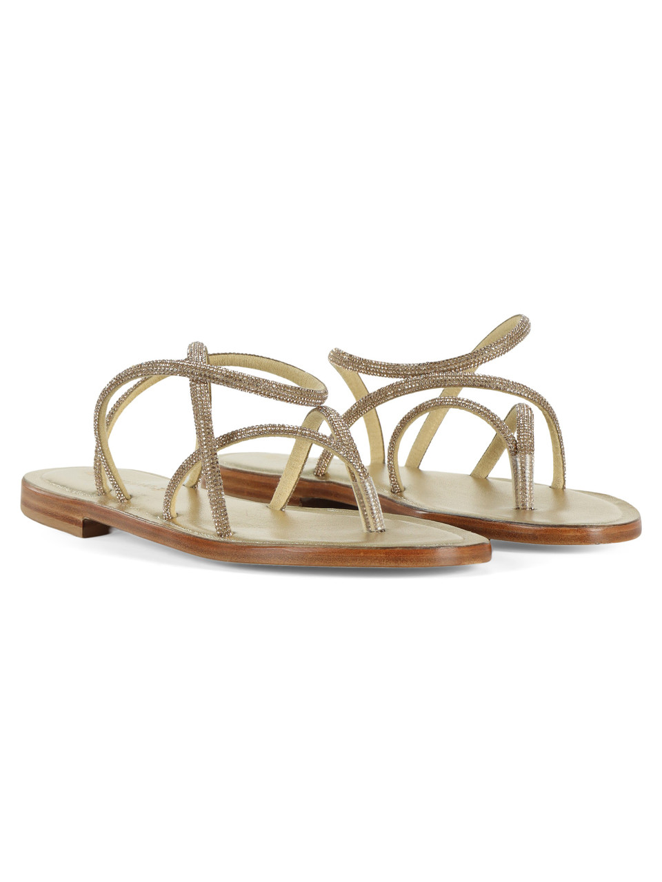 ORO | Sandali infradito in pelle laminata 3070 con strass