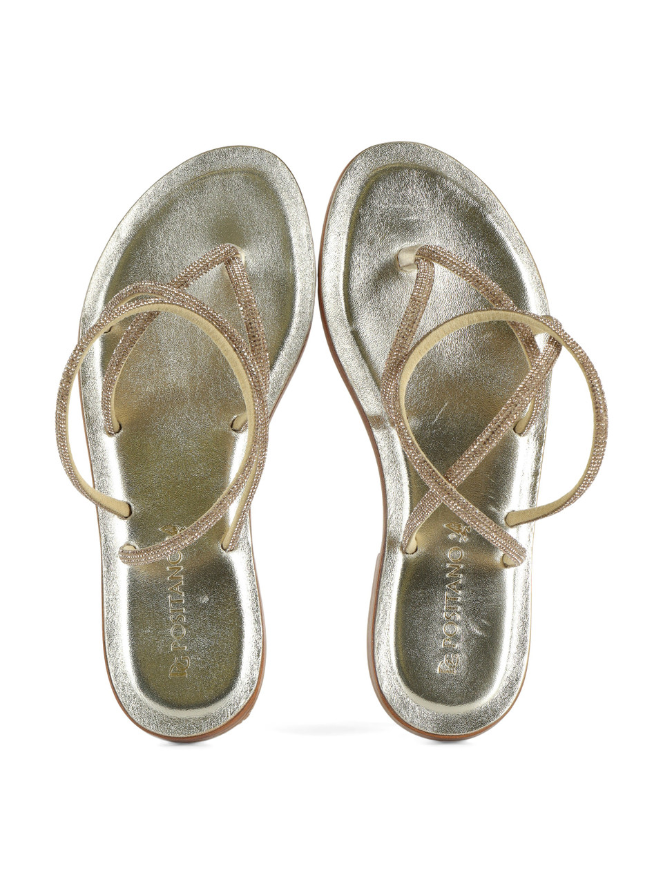 ORO | Sandali infradito in pelle laminata 3070 con strass