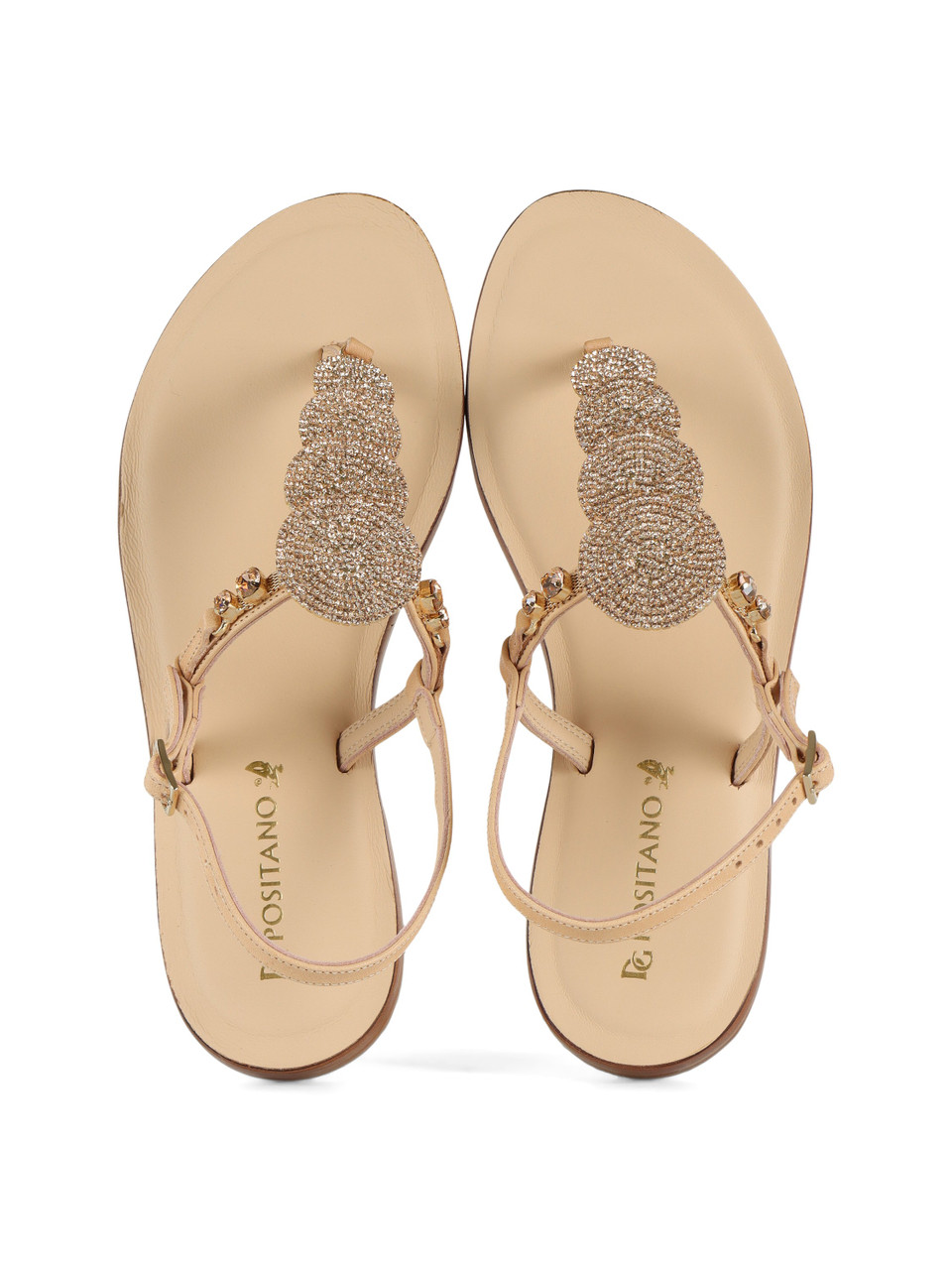 NUDE | Sandali infradito in pelle 3000 con pietre e strass