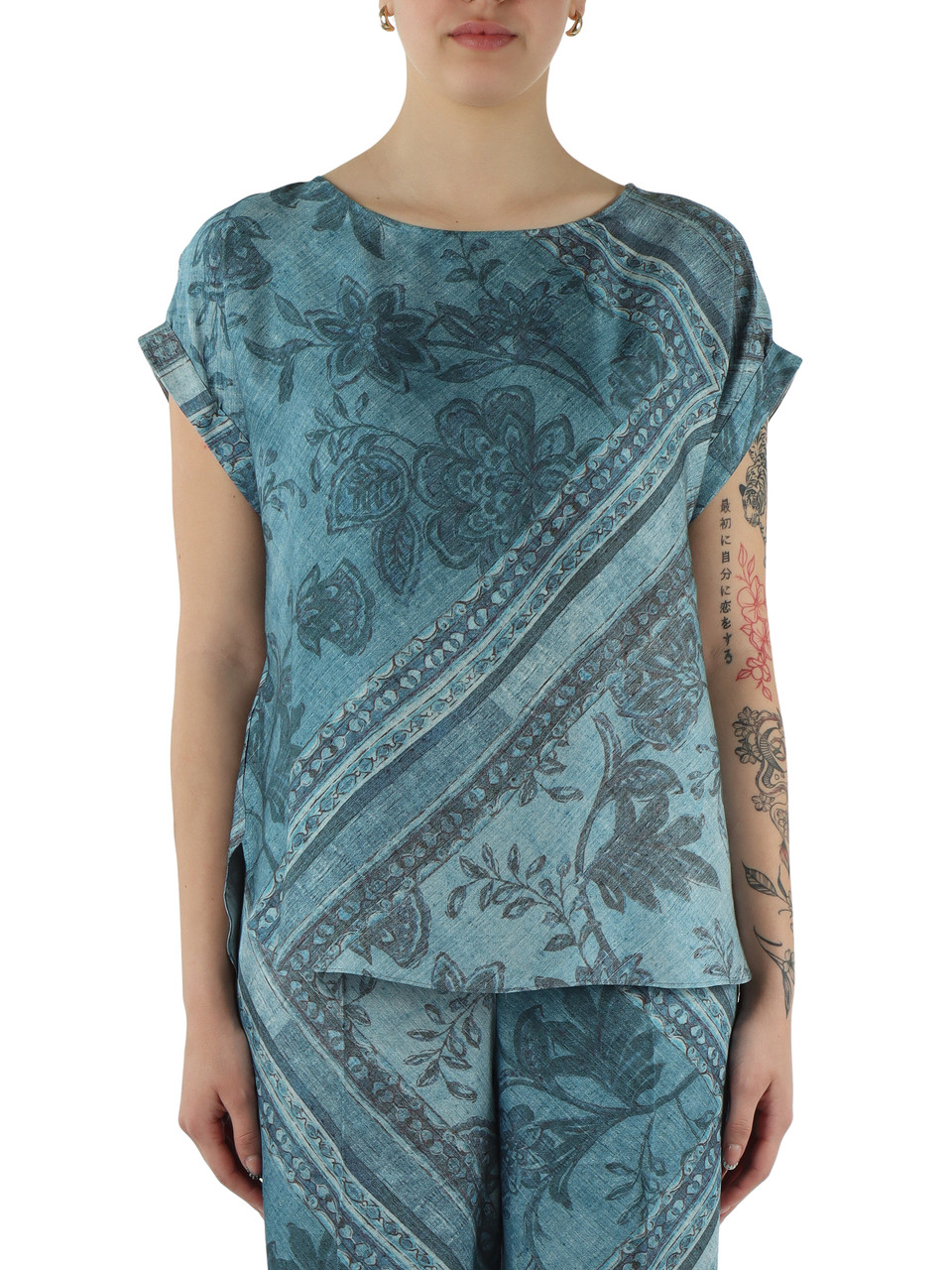 AZZURRO | Blusa stampata in viscosa