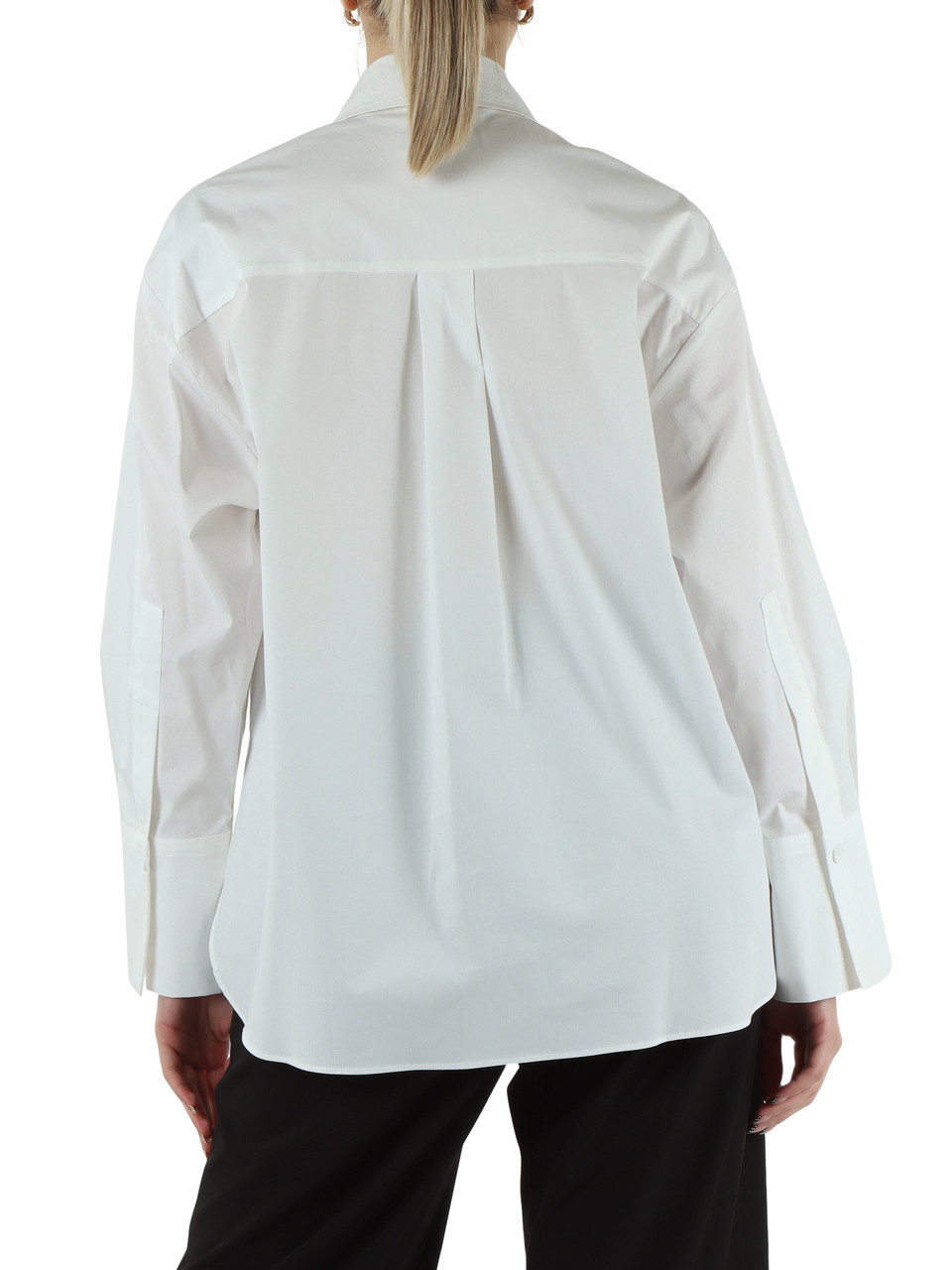 BIANCO | Blusa in popeline con pietre applicate