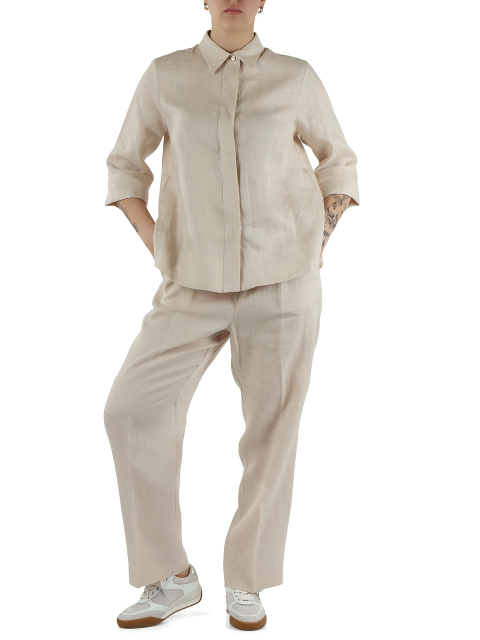 BEIGE | Camicia boxy in lino