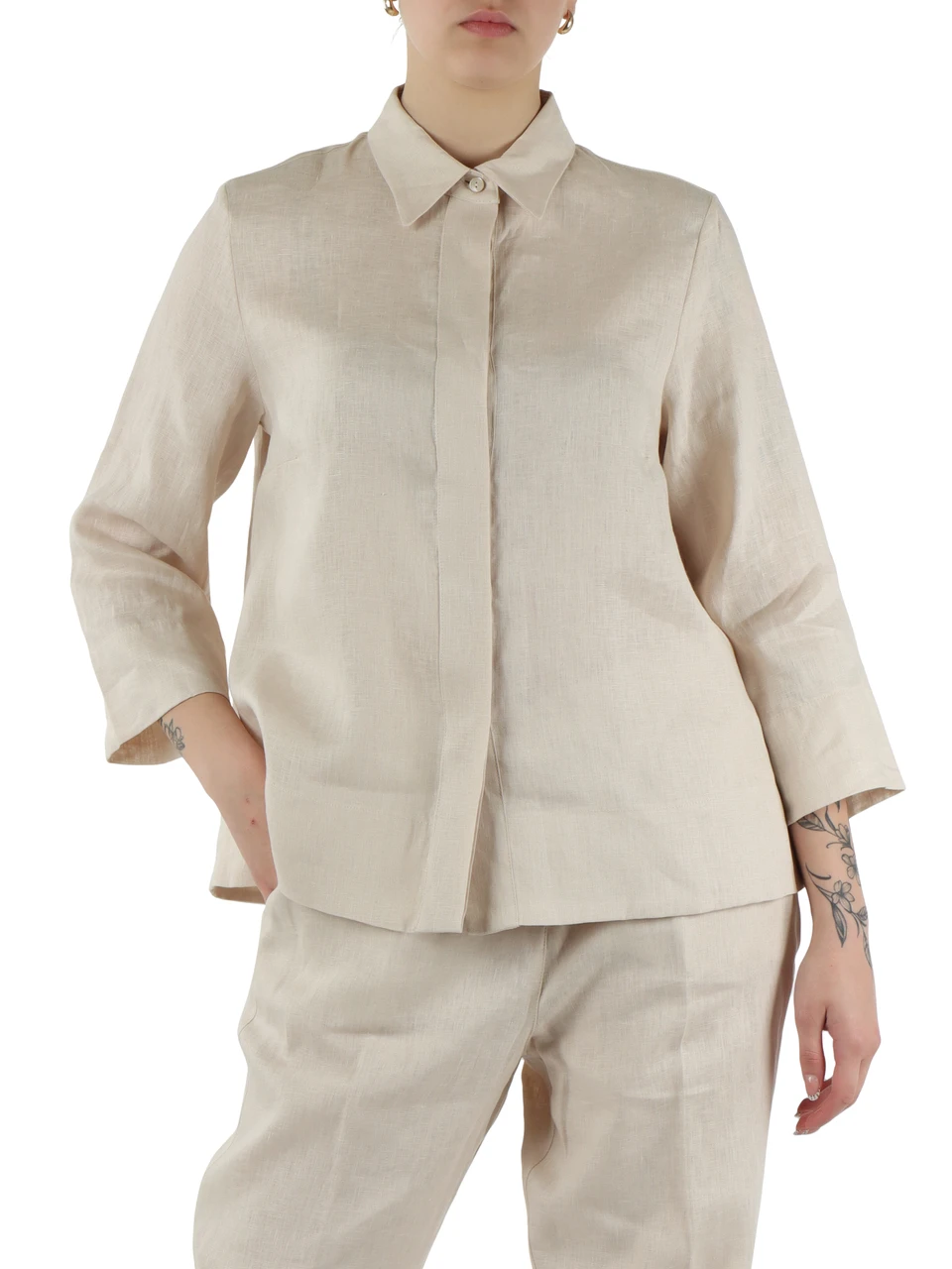 BEIGE | Camicia boxy in lino