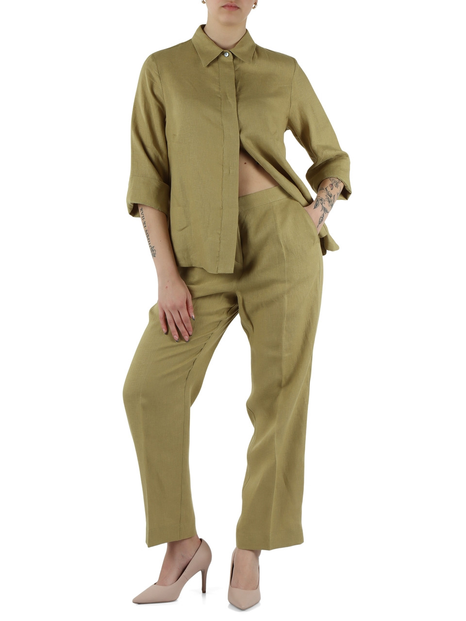 VERDE | Camicia boxy in lino