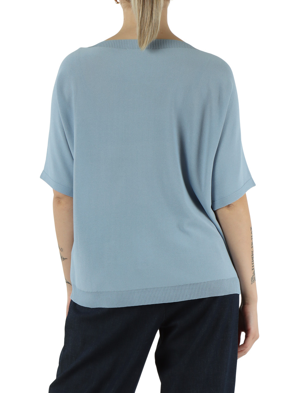 AZZURRO POLVERE | Maglia manica corta in filato di misto viscosa