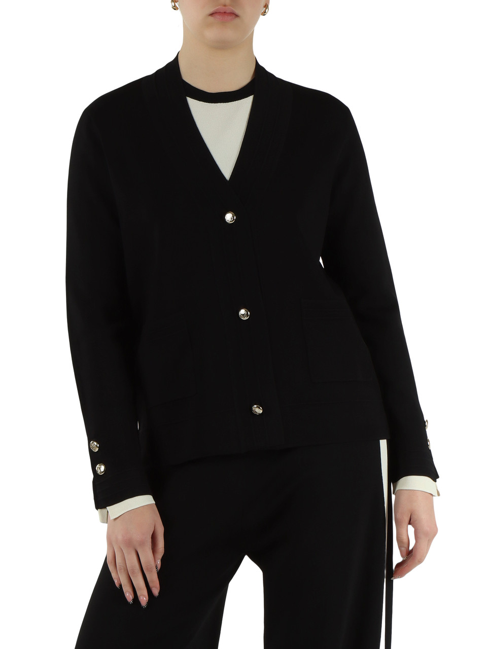 NERO | Cardigan in filato di misto viscosa