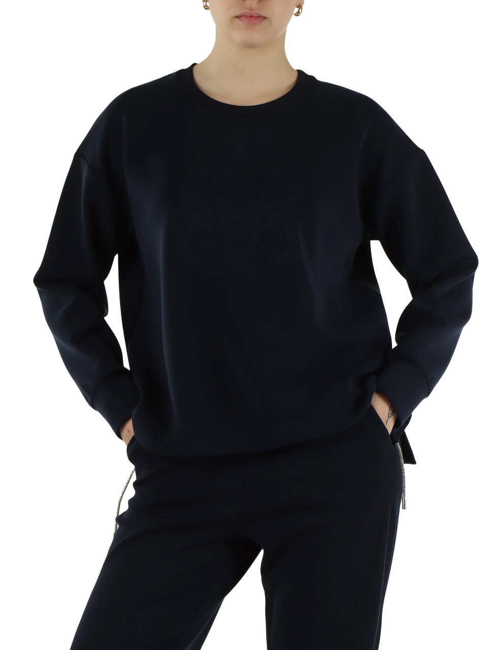 BLU | Felpa in misto modal con coulisse in strass