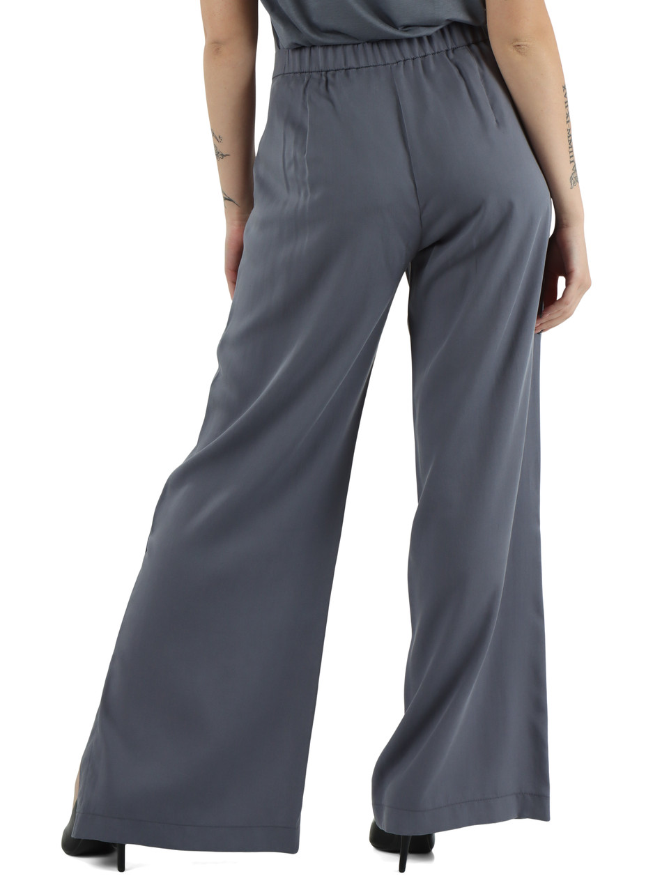 GRIGIO | Pantalone in lyocell con spacchi laterali