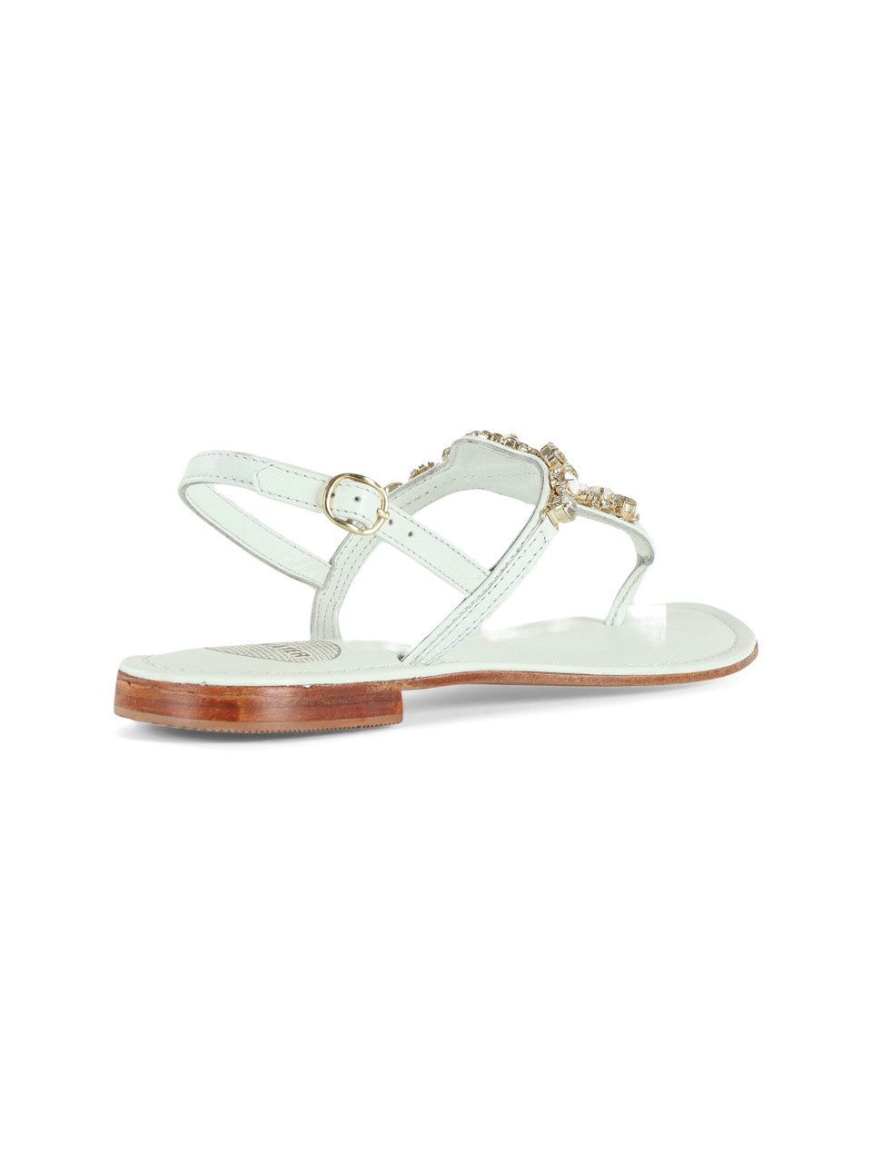 BIANCO | Sandali infradito in pelle con pietre applicate
