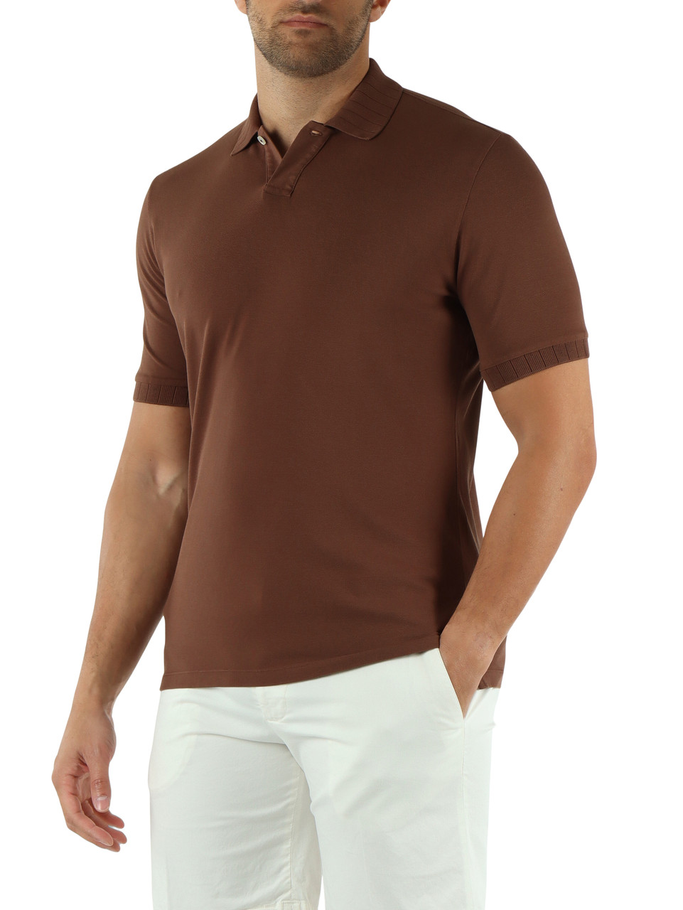 BRAUN | Polo aus Stretch-Baumwollpiqué
