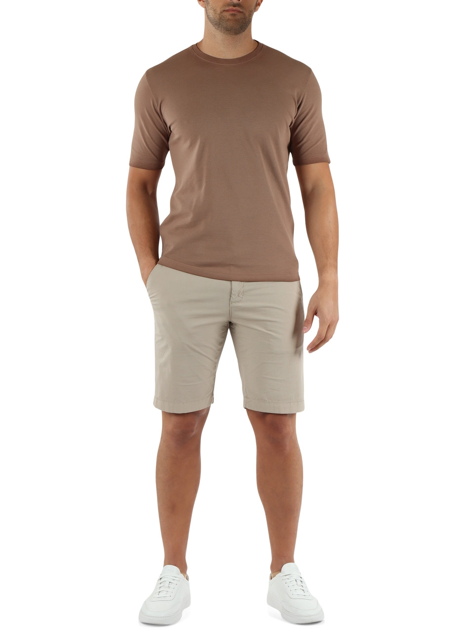 MARRONE | T-shirt in cotone piquet stretch