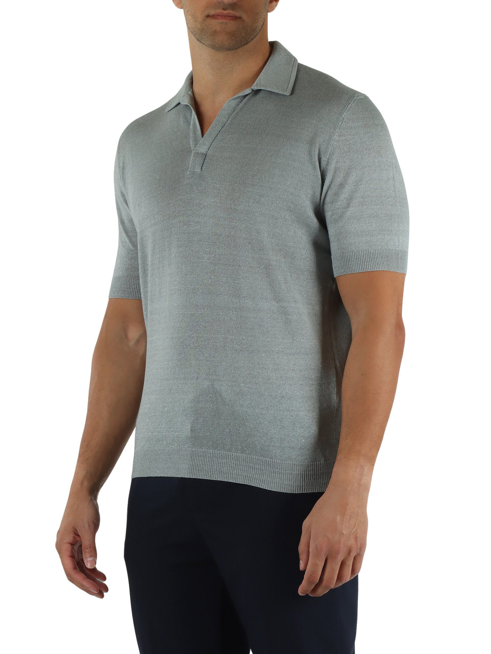 GRIGIO CHIARO | Polo derby in maglina di lino e cotone