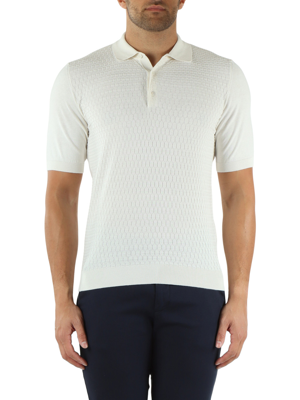 OFF WHITE | Polo in maglina di seta e cotone